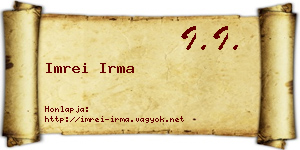Imrei Irma névjegykártya